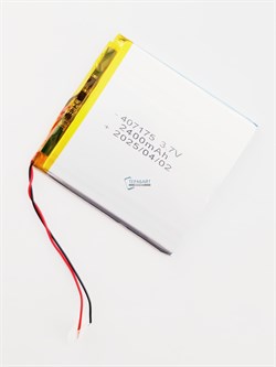 Аккумулятор 3.7v 2400mAh 2 pin 2 провода 407175 Li-Pol универсальная аккумуляторная батарея 4x71х75 - фото 187589