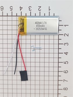 Аккумулятор 3.7v 450mAh 3 pin 3 провода 402040 Li-Pol универсальная аккумуляторная батарея 4x20x40 - фото 189885