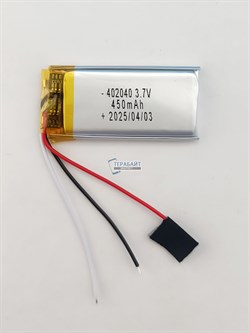 Аккумулятор 3.7v 450mAh 3 pin 3 провода 402040 Li-Pol универсальная аккумуляторная батарея 4x20x40 - фото 189886