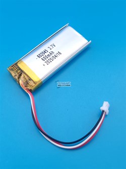 Аккумулятор 3.7v 600mAh 3pin 3 провода + разъем (фишка) коннектор 602045 Li-Pol универсальная аккумуляторная батарея 6x20x45 - фото 189904