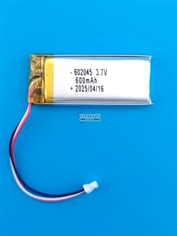 Аккумулятор 3.7v 600mAh 3pin 3 провода + разъем (фишка) коннектор 602045 Li-Pol универсальная аккумуляторная батарея 6x20x45 - фото 189905