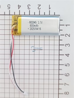 Аккумулятор 3.7v 600mAh 3pin 3 провода + разъем (фишка) коннектор 602045 Li-Pol универсальная аккумуляторная батарея 6x20x45 - фото 189908