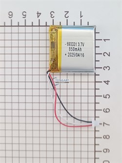 Аккумулятор 3.7v 850mAh 3pin 3 провода + разъем (фишка) коннектор 693331 Li-Pol универсальная аккумуляторная батарея 6.9x33x31 - фото 189930