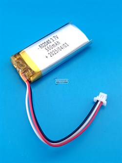 Аккумулятор 3.7v 550mAh 3pin 3 провода + разъем (фишка) коннектор 602040 Li-Pol универсальная аккумуляторная батарея 6x20x40 - фото 189957
