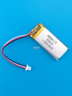 Аккумулятор 3.7v 550mAh 3pin 3 провода + разъем (фишка) коннектор 602040 Li-Pol универсальная аккумуляторная батарея 6x20x40 - фото 189959