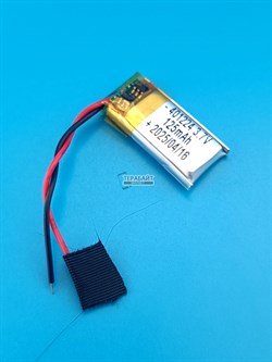Аккумулятор 3.7v 125mAh 2 pin 2 провода 401224 Li-Pol универсальная аккумуляторная батарея 4x12x24 - фото 189987