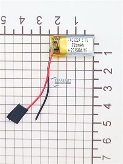 Аккумулятор 3.7v 125mAh 2 pin 2 провода 401224 Li-Pol универсальная аккумуляторная батарея 4x12x24 - фото 189991