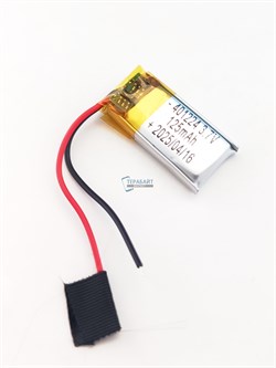 Аккумулятор 3.7v 125mAh 2 pin 2 провода 401224 Li-Pol универсальная аккумуляторная батарея 4x12x24 - фото 189992