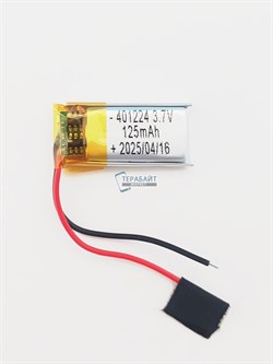 Аккумулятор 3.7v 125mAh 2 pin 2 провода 401224 Li-Pol универсальная аккумуляторная батарея 4x12x24 - фото 189994