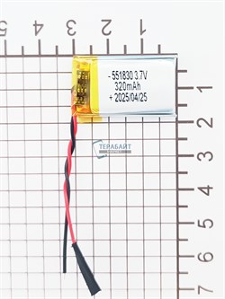 Аккумулятор 3.7v 320mAh 2 pin 2 провода 551830 Li-Pol универсальная аккумуляторная батарея 5.5x18x30 - фото 191126