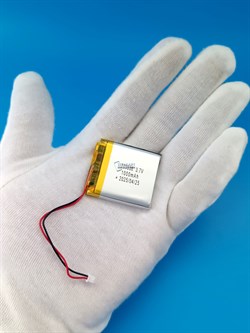 Аккумулятор 3.7v 1000mAh 2 pin 2 провода + разъем фишка (коннектор) 703838 Li-Pol универсальная аккумуляторная батарея 7x38х38 - фото 191164