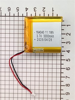 Аккумулятор 3.7v 3000mAh 2 pin 2 провода + разъем фишка (коннектор) 164040 Li-Pol универсальная аккумуляторная батарея 16x40х40 - фото 191202