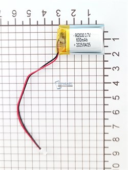 Аккумулятор 3.7v 600mAh 2 pin 2 провода + разъем фишка (коннектор) 902030 Li-Pol универсальная аккумуляторная батарея 9x20х30 - фото 191245