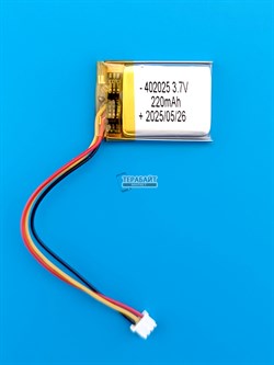 Аккумулятор 3.7v 220mAh 3pin 3 провода + разъем (фишка) коннектор 402025 Li-Pol универсальная аккумуляторная батарея 4x20x25 - фото 191991