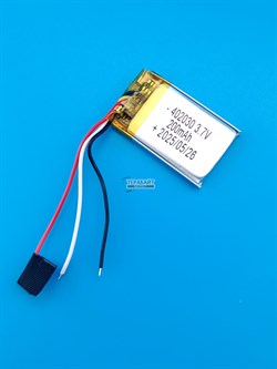 Аккумулятор 3.7v 200mAh 3pin 402030 Li-Pol универсальная аккумуляторная батарея 4x20x30 3 провода - фото 192011