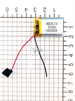 Аккумулятор 3.7v 300mAh 3pin 602030 Li-Pol универсальная аккумуляторная батарея 6x20x30 3 провода - фото 192062