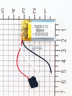 Аккумулятор 3.7v 400mAh 3pin 702030 Li-Pol универсальная аккумуляторная батарея 7x20x30 3 провода - фото 192080