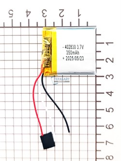 Аккумулятор 3.7v 350mAh 3pin 402830 Li-Pol универсальная аккумуляторная батарея 4x28x30 3 провода - фото 192132