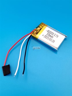 Аккумулятор 3.7v 370mAh 3pin 602033 Li-Pol универсальная аккумуляторная батарея 6x20x33 3 провода - фото 192168