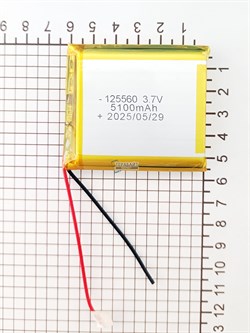 Аккумулятор 3.7v 5100mAh 2pin 125560 Li-Pol универсальная аккумуляторная батарея 12x55x60 2 провода - фото 192192