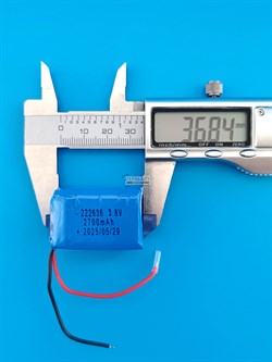Аккумулятор 3.8v 2700mAh 2pin 222636 Li-Pol универсальная аккумуляторная батарея 22x26x36 2 провода - фото 192208
