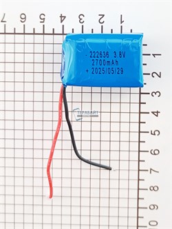 Аккумулятор 3.8v 2700mAh 2pin 222636 Li-Pol универсальная аккумуляторная батарея 22x26x36 2 провода - фото 192213