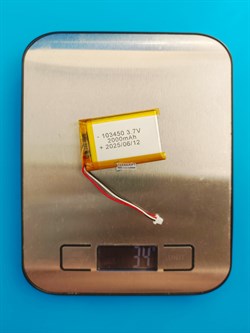 Аккумулятор 3.7v 2000mAh 3pin 3 провода + разъем (фишка) коннектор 103450 Li-Pol универсальная аккумуляторная батарея 10x34x50 - фото 192732