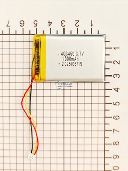 Аккумулятор 3.7v 1000mAh 3pin 3 провода + разъем (фишка) коннектор 403450 Li-Pol универсальная аккумуляторная батарея 4x34x50 - фото 192757