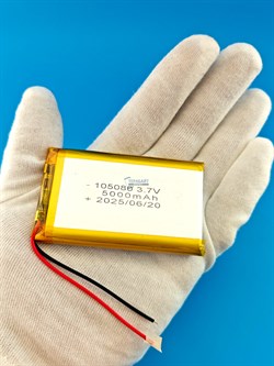 Аккумулятор 3.7v 5000mAh 2 pin 2 провода 105080 Li-Pol универсальная аккумуляторная батарея 10x50x80 - фото 192796
