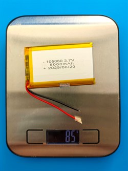 Аккумулятор 3.7v 5000mAh 2 pin 2 провода 105080 Li-Pol универсальная аккумуляторная батарея 10x50x80 - фото 192797