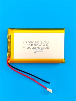 Аккумулятор 3.7v 5000mAh 2 pin 2 провода 105080 Li-Pol универсальная аккумуляторная батарея 10x50x80 - фото 192799