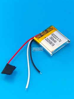 Аккумулятор 3.7v 380mAh 3pin 602222 Li-Pol универсальная аккумуляторная батарея 6x22x22 3 провода - фото 192815