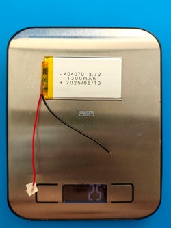 Аккумулятор 3.7v 1300mAh 2pin 404070 Li-Pol универсальная аккумуляторная батарея 4x40x70 2 провода - фото 192837