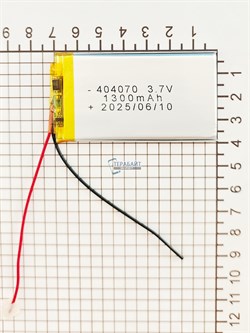Аккумулятор 3.7v 1300mAh 2pin 404070 Li-Pol универсальная аккумуляторная батарея 4x40x70 2 провода - фото 192838