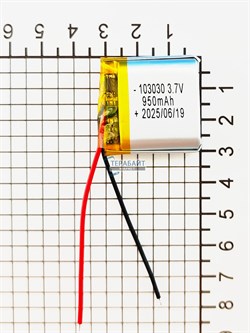 Аккумулятор 3.7v 950mAh 2pin 103030 Li-Pol универсальная аккумуляторная батарея 10x30x30 2 провода - фото 192856