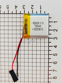 Аккумулятор 3.7v 750mAh 2pin 803030 Li-Pol универсальная аккумуляторная батарея 8x30x30 2 провода - фото 192894