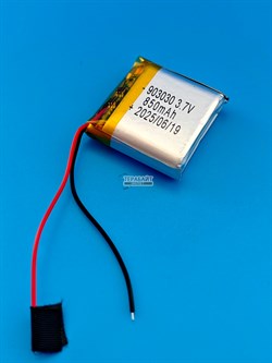Аккумулятор 3.7v 850mAh 2pin 903030 Li-Pol универсальная аккумуляторная батарея 9x30x30 2 провода - фото 192910