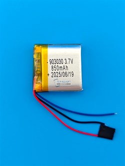 Аккумулятор 3.7v 850mAh 3pin 903030 Li-Pol универсальная аккумуляторная батарея 9x30x30 3 провода - фото 192927