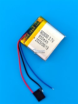 Аккумулятор 3.7v 850mAh 3pin 903030 Li-Pol универсальная аккумуляторная батарея 9x30x30 3 провода - фото 192928