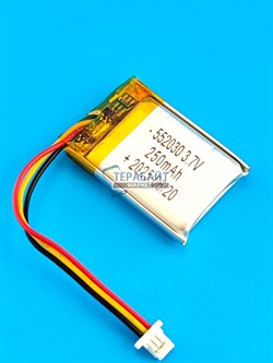 Аккумулятор 3.7v 250mAh 3pin 3 провода + разъем (фишка) коннектор 552030 Li-Pol универсальная аккумуляторная батарея 5.5x20x30 - фото 192949