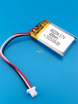 Аккумулятор 3.7v 420mAh 3pin 3 провода + разъем (фишка) коннектор 602234 Li-Pol универсальная аккумуляторная батарея 6x22x34 - фото 193701