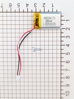 Аккумулятор 3.7v 420mAh 3pin 3 провода + разъем (фишка) коннектор 602234 Li-Pol универсальная аккумуляторная батарея 6x22x34 - фото 193704