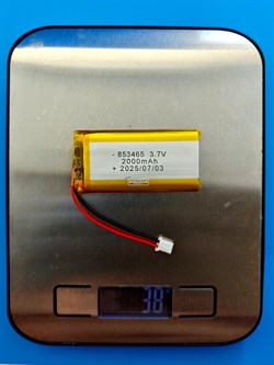 Аккумулятор 3.7v 2000mAh 2 pin 2 провода + разъем фишка (коннектор) 853465 Li-Pol универсальная аккумуляторная батарея 8.5x34х65 - фото 194164