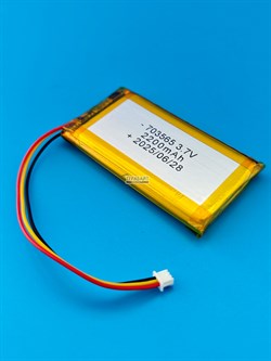 Аккумулятор 3.7v 2200mAh 3pin 3 провода + разъем (фишка) коннектор 703565 Li-Pol универсальная аккумуляторная батарея 7x35x65 - фото 194211