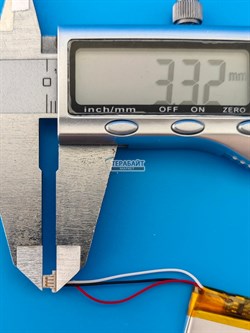 Аккумулятор 3.7v 400mAh 3pin 3 провода + разъем (фишка) коннектор 303333 Li-Pol универсальная аккумуляторная батарея 3x33x33 - фото 194234