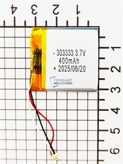 Аккумулятор 3.7v 400mAh 3pin 3 провода + разъем (фишка) коннектор 303333 Li-Pol универсальная аккумуляторная батарея 3x33x33 - фото 194246