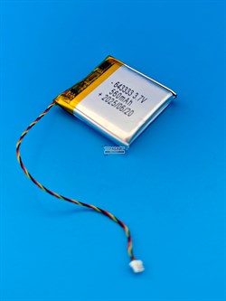 Аккумулятор 3.7v 560mAh 3pin 3 провода + разъем (фишка) коннектор 643333 Li-Pol универсальная аккумуляторная батарея 6.4x33x33 - фото 194270