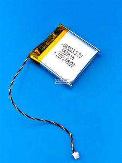 Аккумулятор 3.7v 560mAh 3pin 3 провода + разъем (фишка) коннектор 643333 Li-Pol универсальная аккумуляторная батарея 6.4x33x33 - фото 194271