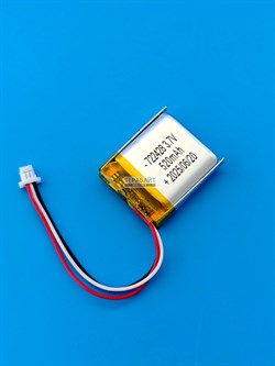 Аккумулятор 3.7v 520mAh 3pin 3 провода + разъем (фишка) коннектор 722428 Li-Pol универсальная аккумуляторная батарея 7.2x24x28 - фото 194298