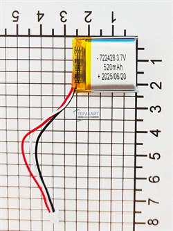 Аккумулятор 3.7v 520mAh 3pin 3 провода + разъем (фишка) коннектор 722428 Li-Pol универсальная аккумуляторная батарея 7.2x24x28 - фото 194305